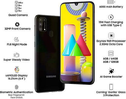 Samsung Galaxy M31 (Space Black, 6GB RAM, 128GB Storage) - Refurbished