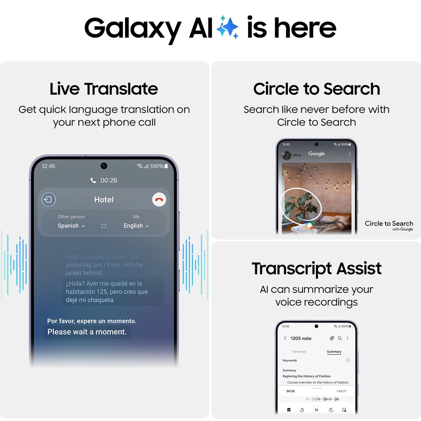 Samsung Galaxy S24 5G AI Smartphone (Cobalt Violet, 8GB, 512GB Storage)