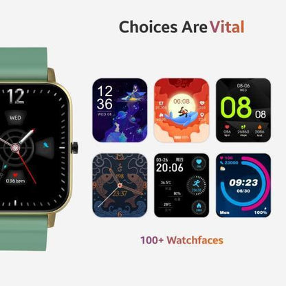 TAGG Verve Sense Smartwatch with 1.70'' Large Display, Real SPO2, and Real-Time Heart Rate Tracking, 7 Days Battery Backup, IPX67 Waterproof || Gold Green, Standard