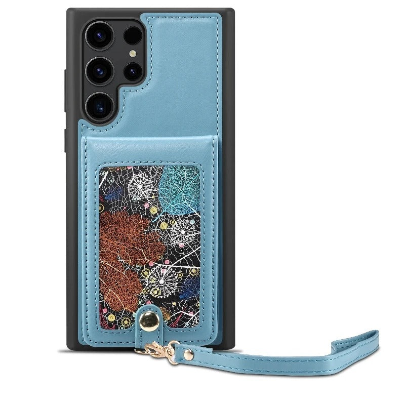 Premium Leather Detachable Strap Wallet Case - Samsung