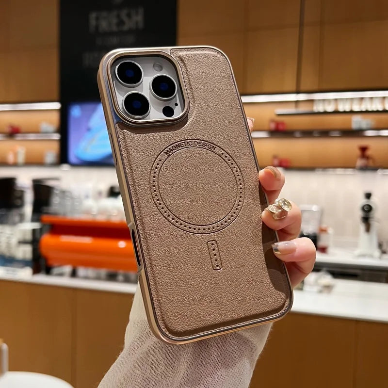 Edge Glow Sleek Electroplated Leather Case - iPhone