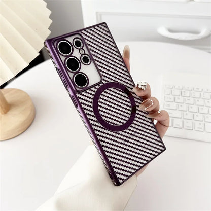 Premium 6D Carbon Fiber Magsafe Case - Samsung