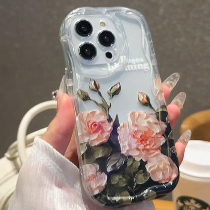 Transparent Floral Case with Charm