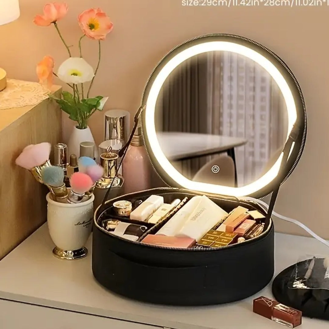 Travel Vanity Case with Light-Up Mirror