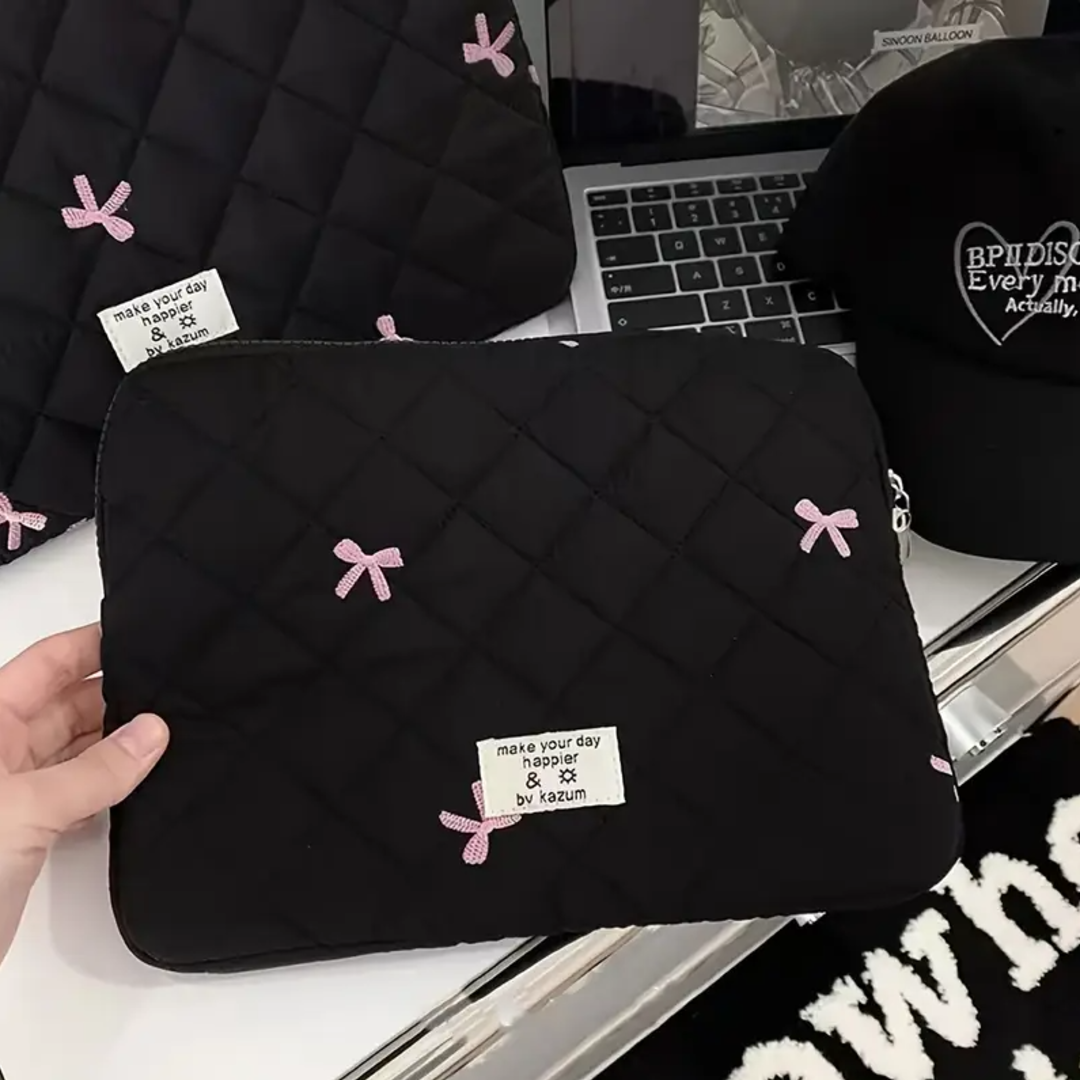 Bow Embroidered Ballet Style MacBook Bag