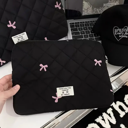 Bow Embroidered Ballet Style MacBook Bag