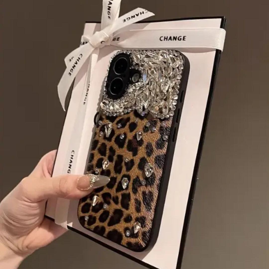Leopard Diamond Bling Charm Case