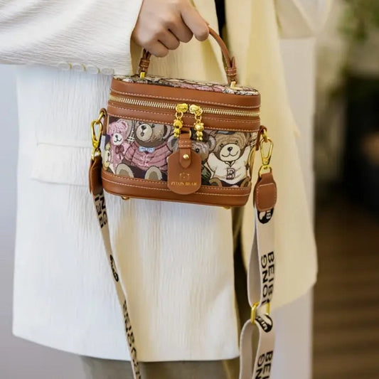 Teddy Bear Chic Compact Crossbody Bag