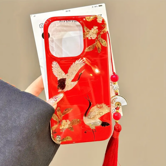 Vintage Osmanthus Crane Charm Case