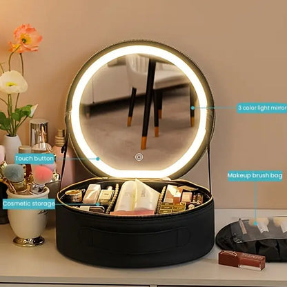 Travel Vanity Case with Light-Up Mirror