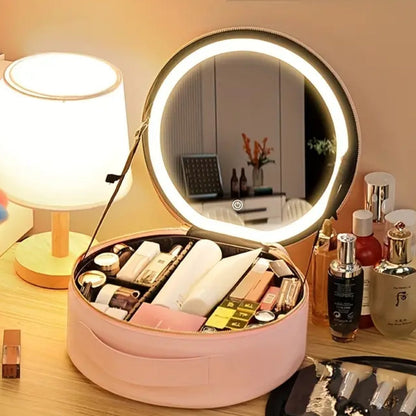 Travel Vanity Case with Light-Up Mirror