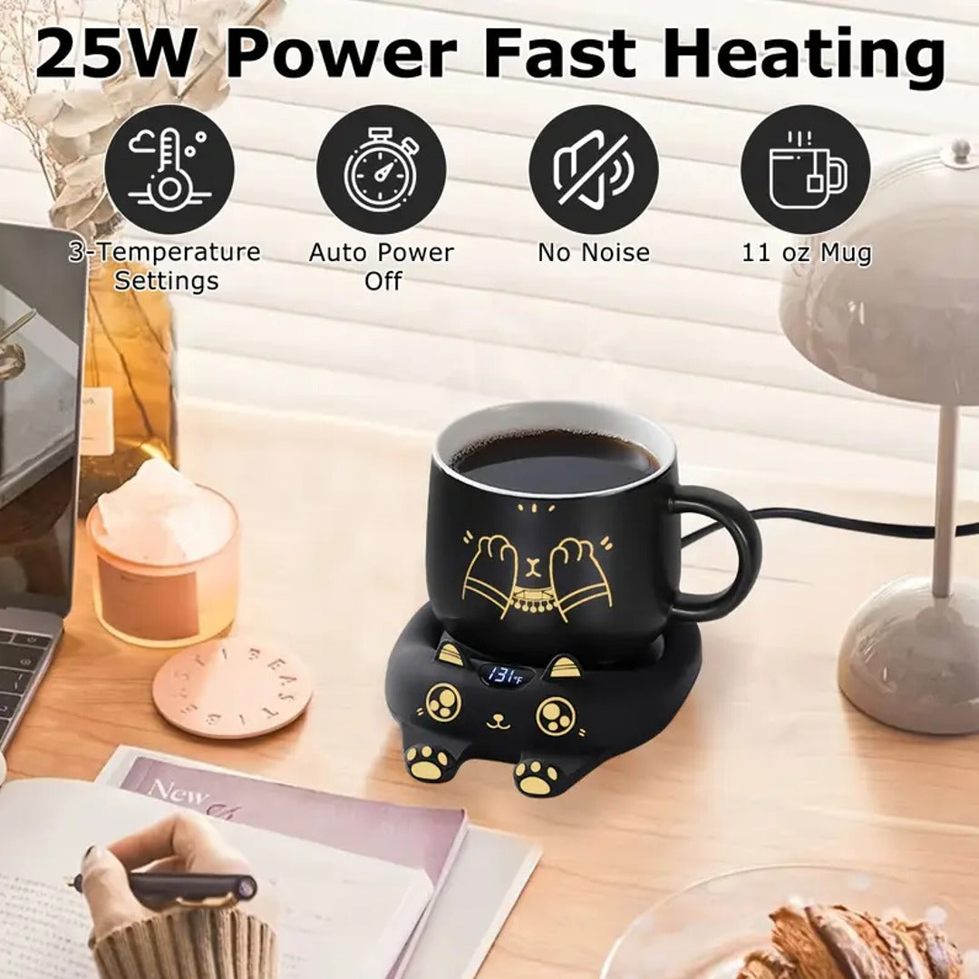 Cozy Cat Coffee Mug Warmer Set