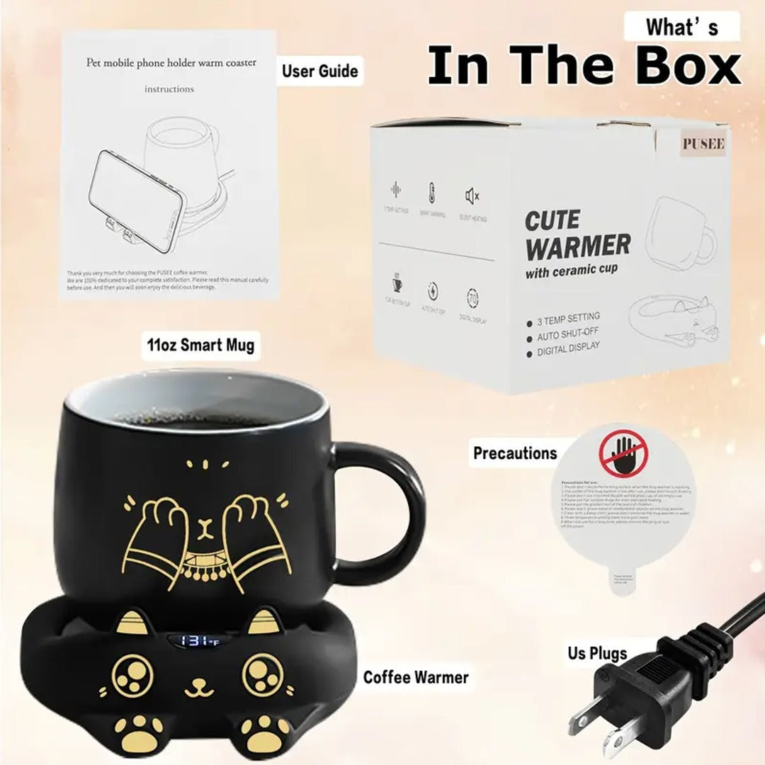 Cozy Cat Coffee Mug Warmer Set