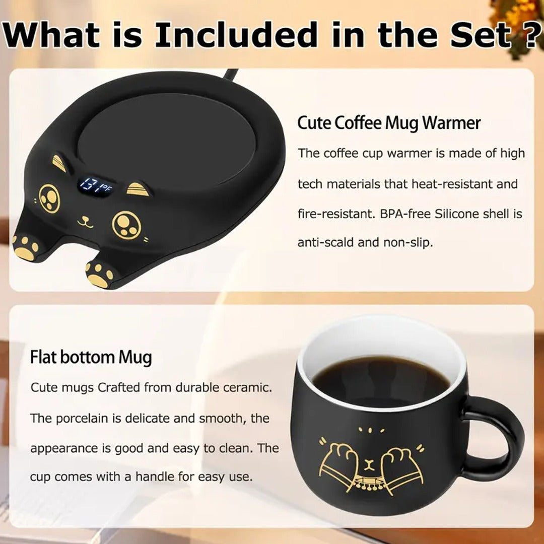 Cozy Cat Coffee Mug Warmer Set