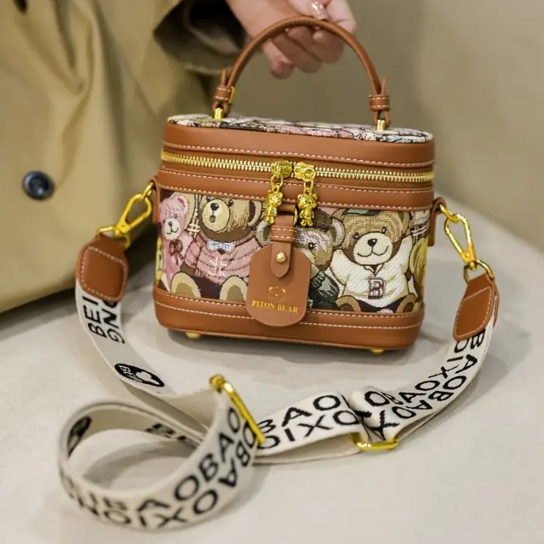 Teddy Bear Chic Compact Crossbody Bag