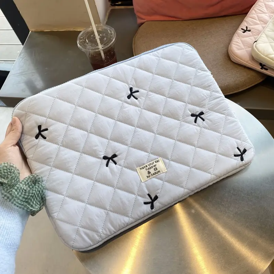 Bow Embroidered Ballet Style MacBook Bag