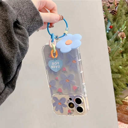 Floral Artistry Flip Mirror Case With Charm