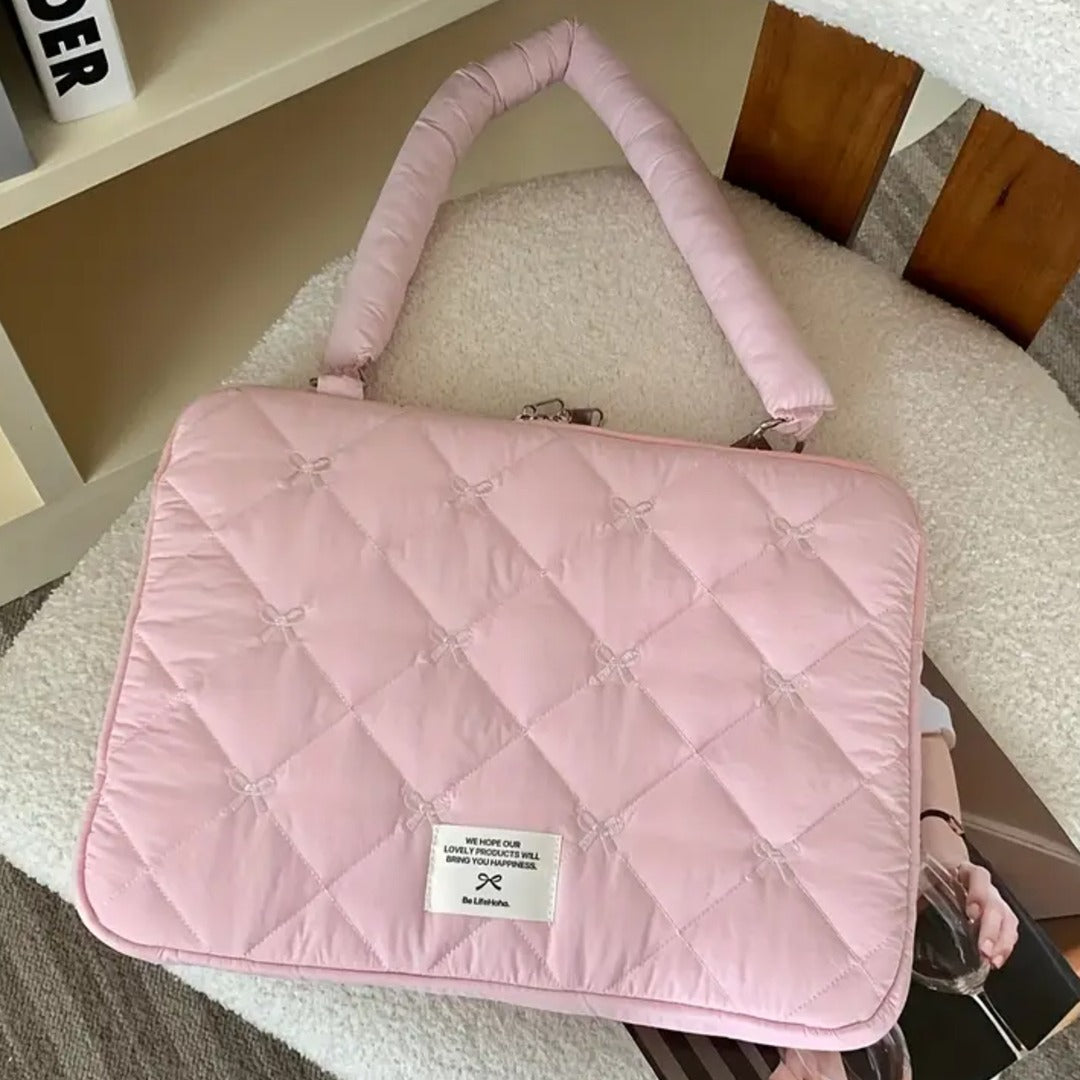 Dreamy Blush Bow Handle Macbook Bag