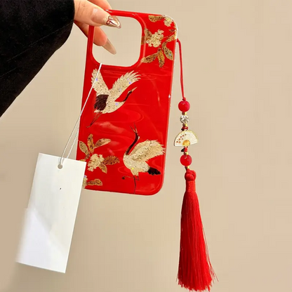 Vintage Osmanthus Crane Charm Case