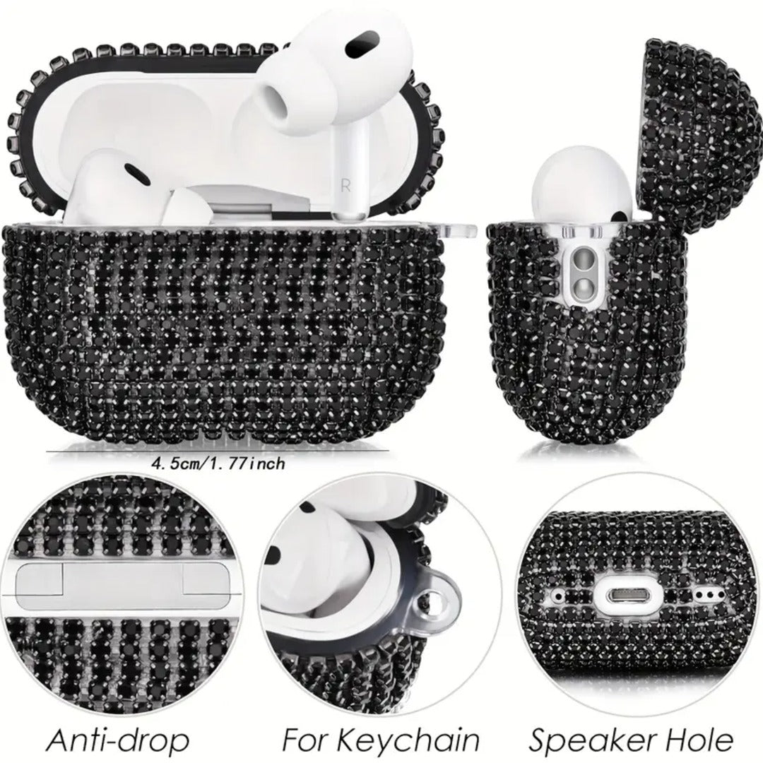 Sparkling Crystal AirPods Case with Gold Keychain