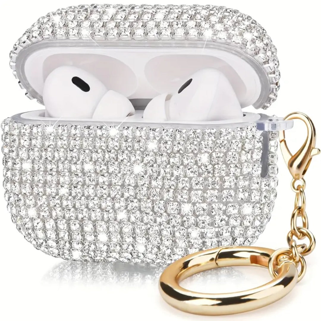 Sparkling Crystal AirPods Case with Gold Keychain