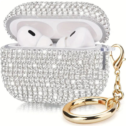 Sparkling Crystal AirPods Case with Gold Keychain
