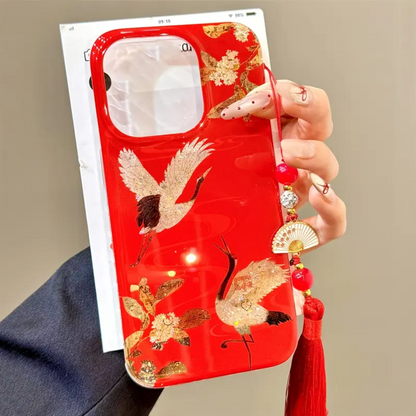 Vintage Osmanthus Crane Charm Case