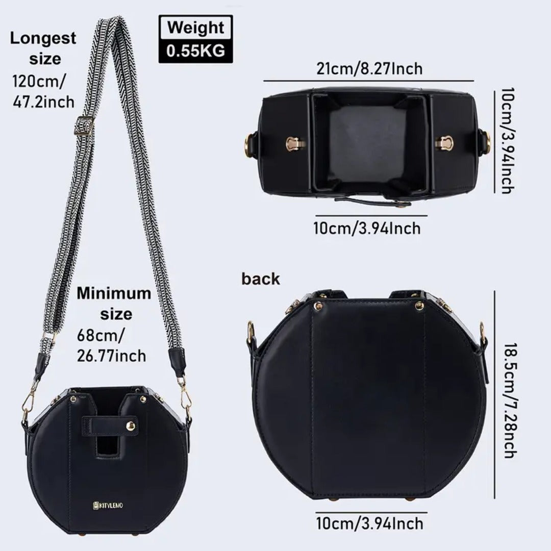 Stylish Tumbler Crossbody Bag with Gold Accents