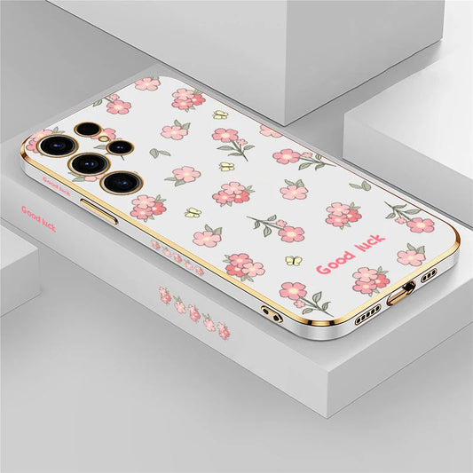 Elegant Flower Print Plating Case - Samsung