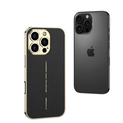 Exotic Plating Plain Leather Case - iPhone